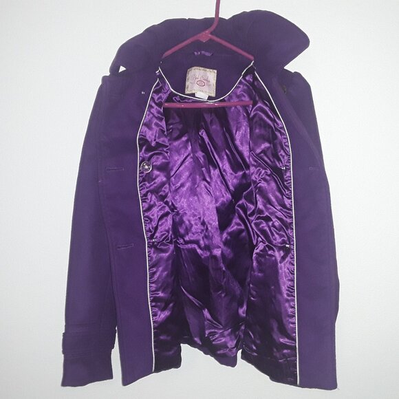 Ladies Pink Envelope, XS soft heavy purple coat w/satin liner, double button up, - Picture 3 of 9